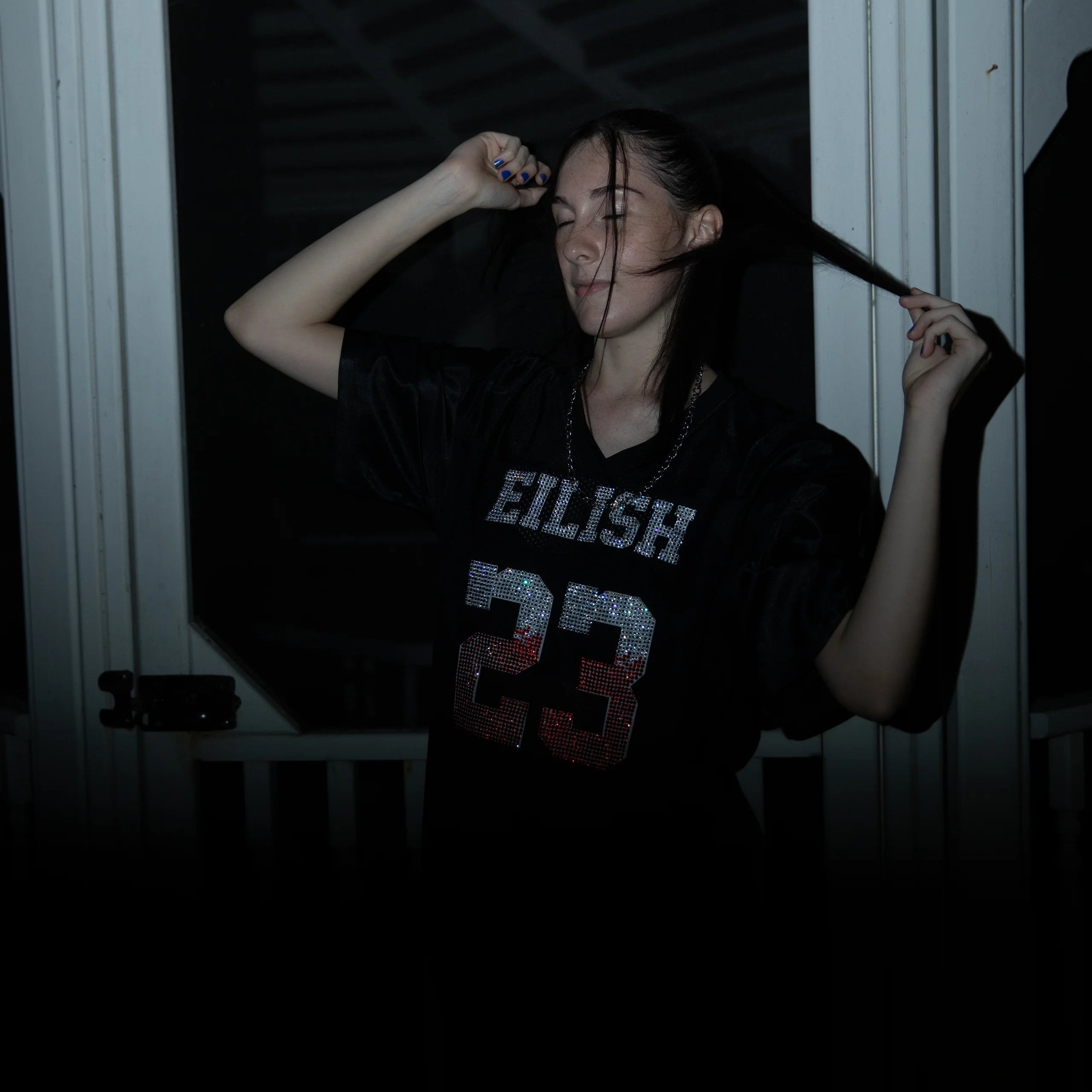 EILISH 23 rhinestone mesh jersey