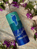 Blue Billie Eilish rhinestone 20oz tumbler
