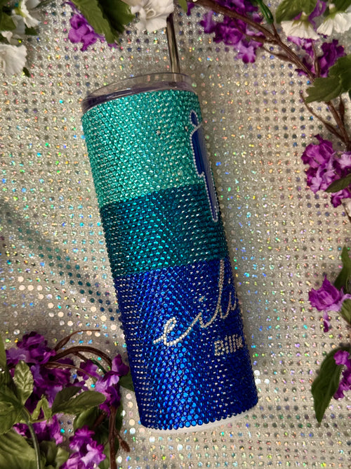 Blue Billie Eilish rhinestone 20oz tumbler