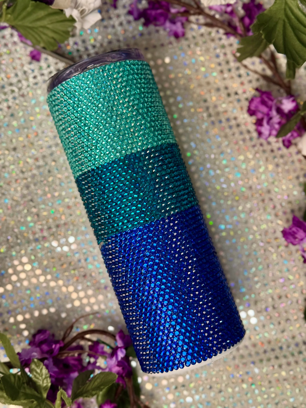 Blue Billie Eilish rhinestone 20oz tumbler
