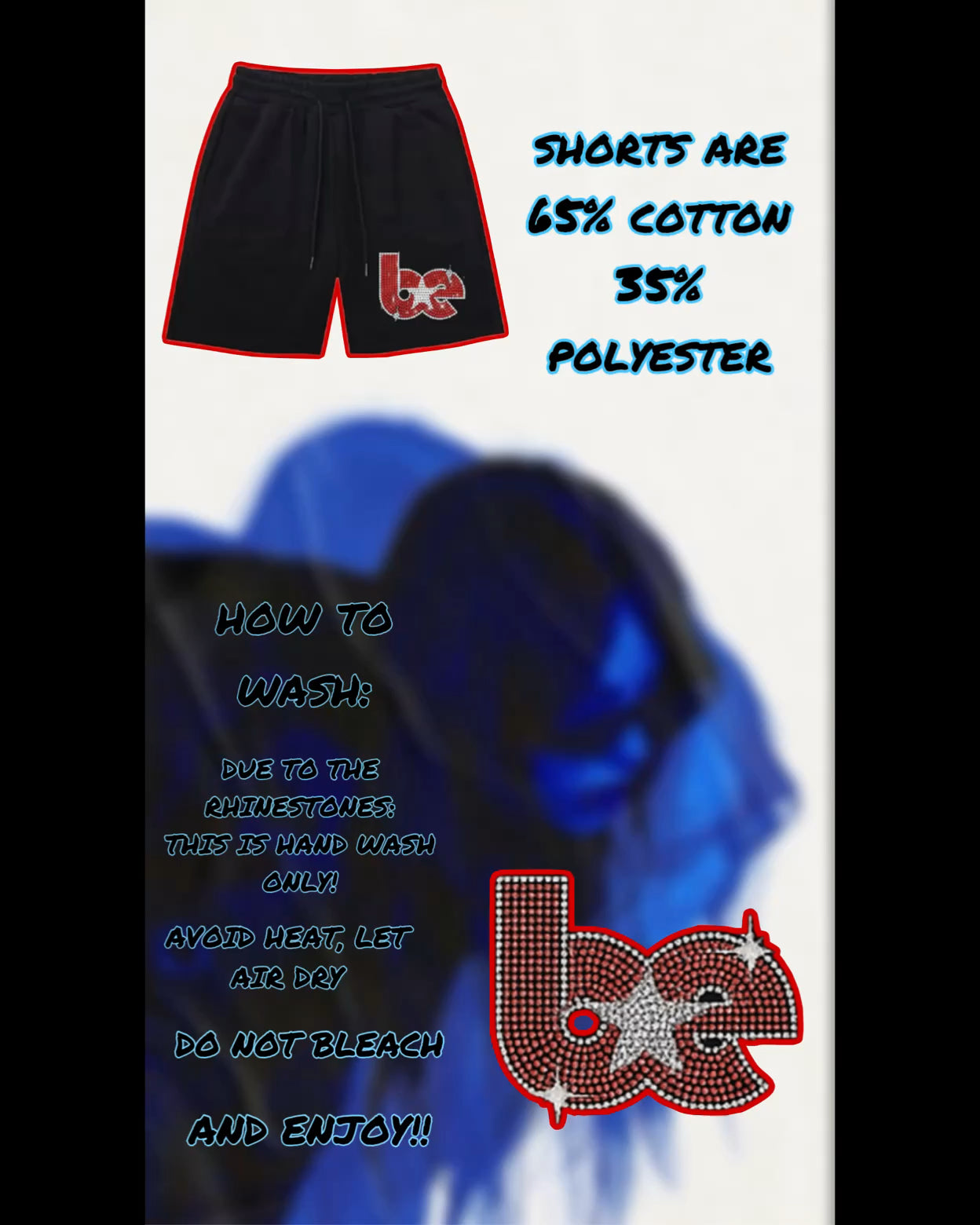BE rhinestone shorts