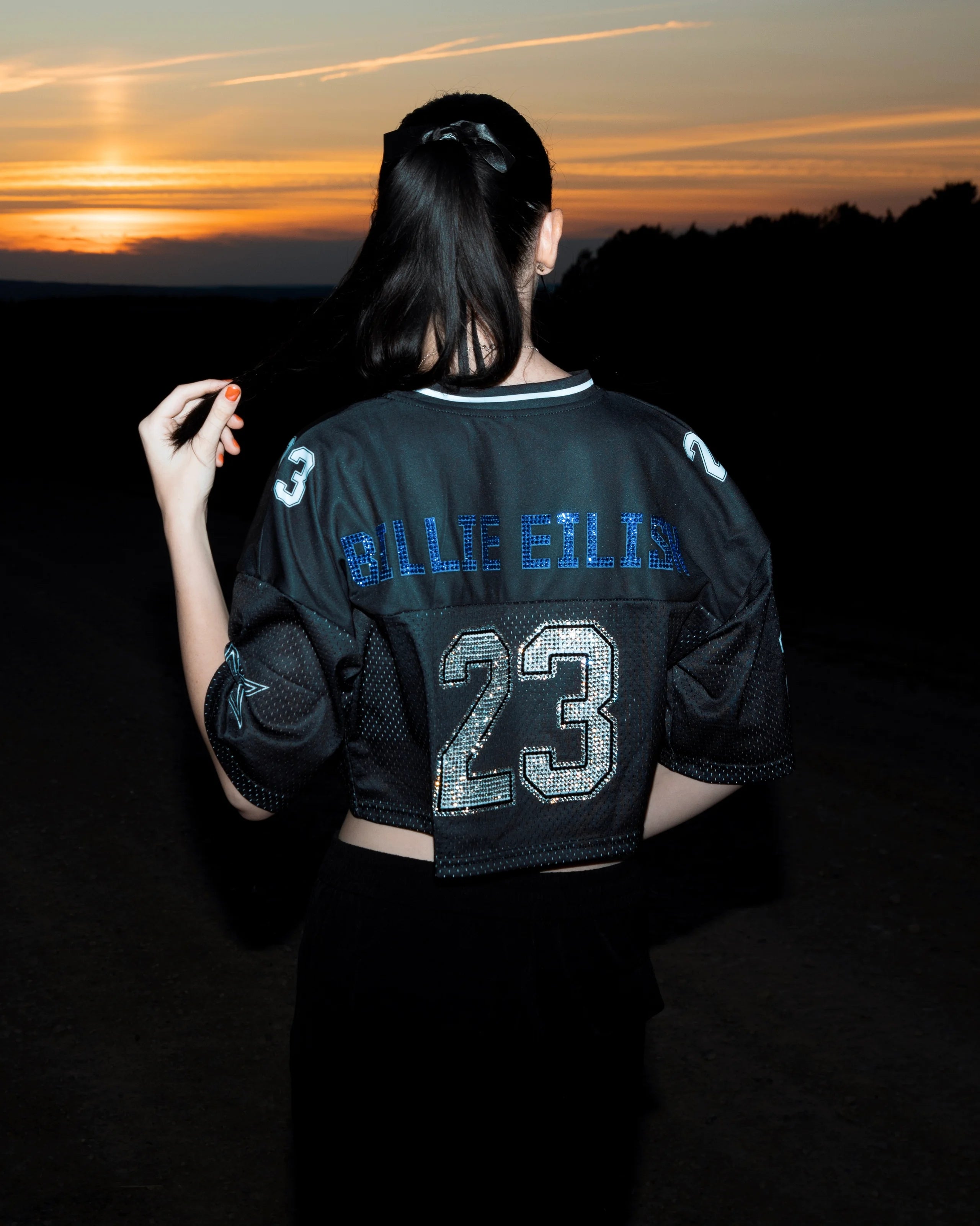 Eilish 23 rhinestoned cropped jersey