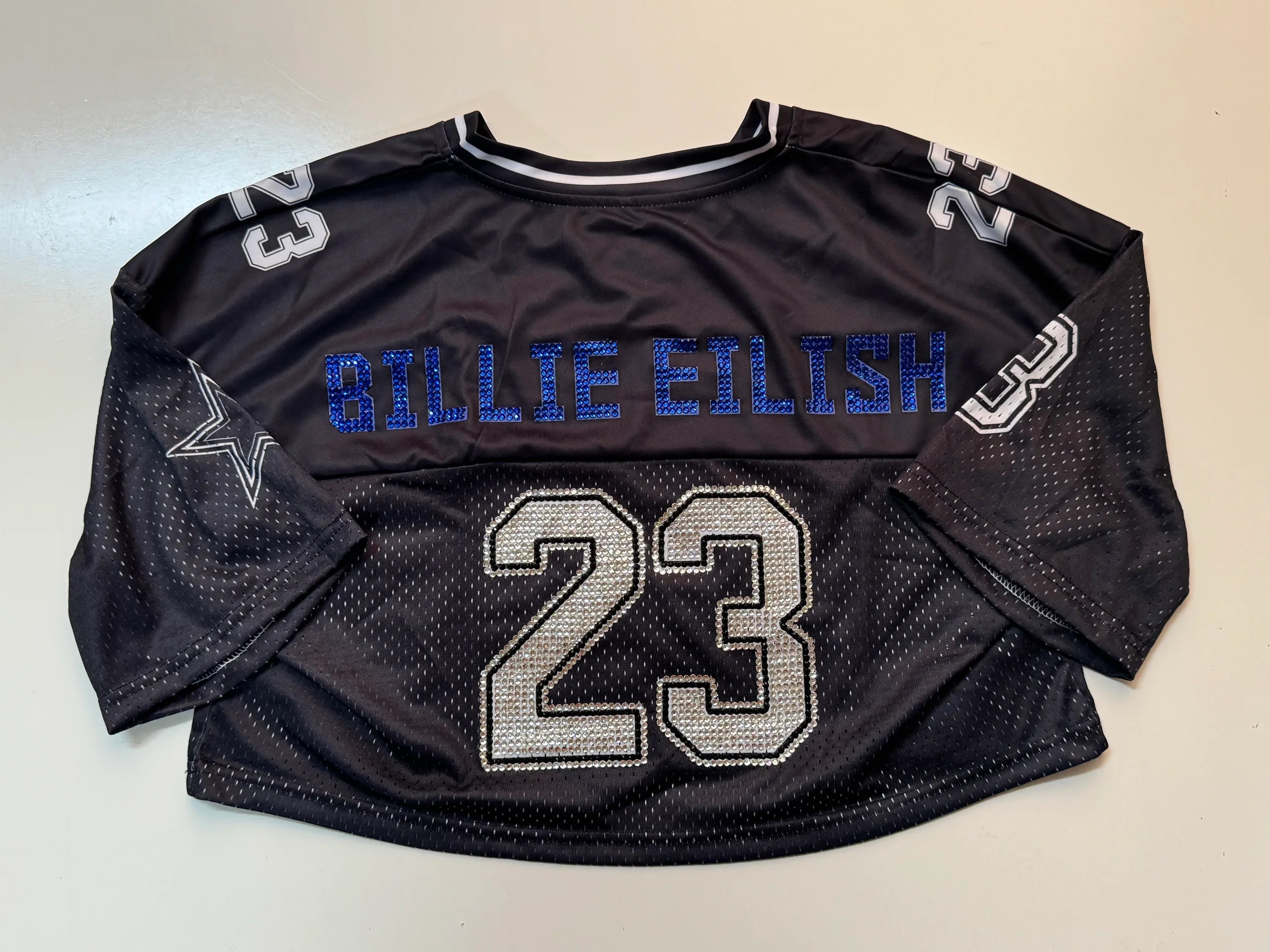 Eilish 23 rhinestoned cropped jersey