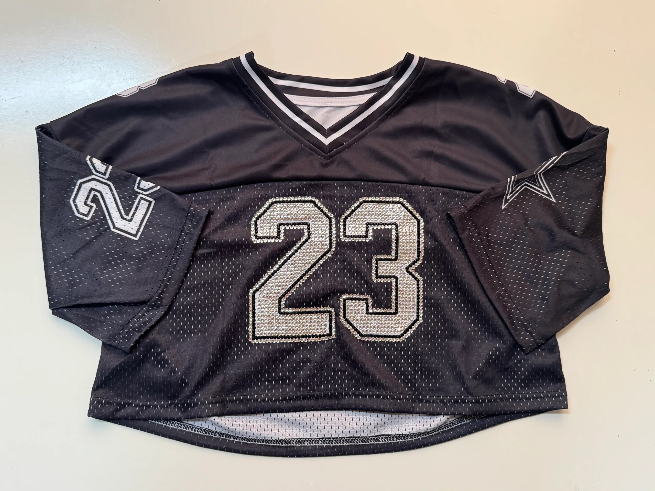 Eilish 23 rhinestoned cropped jersey