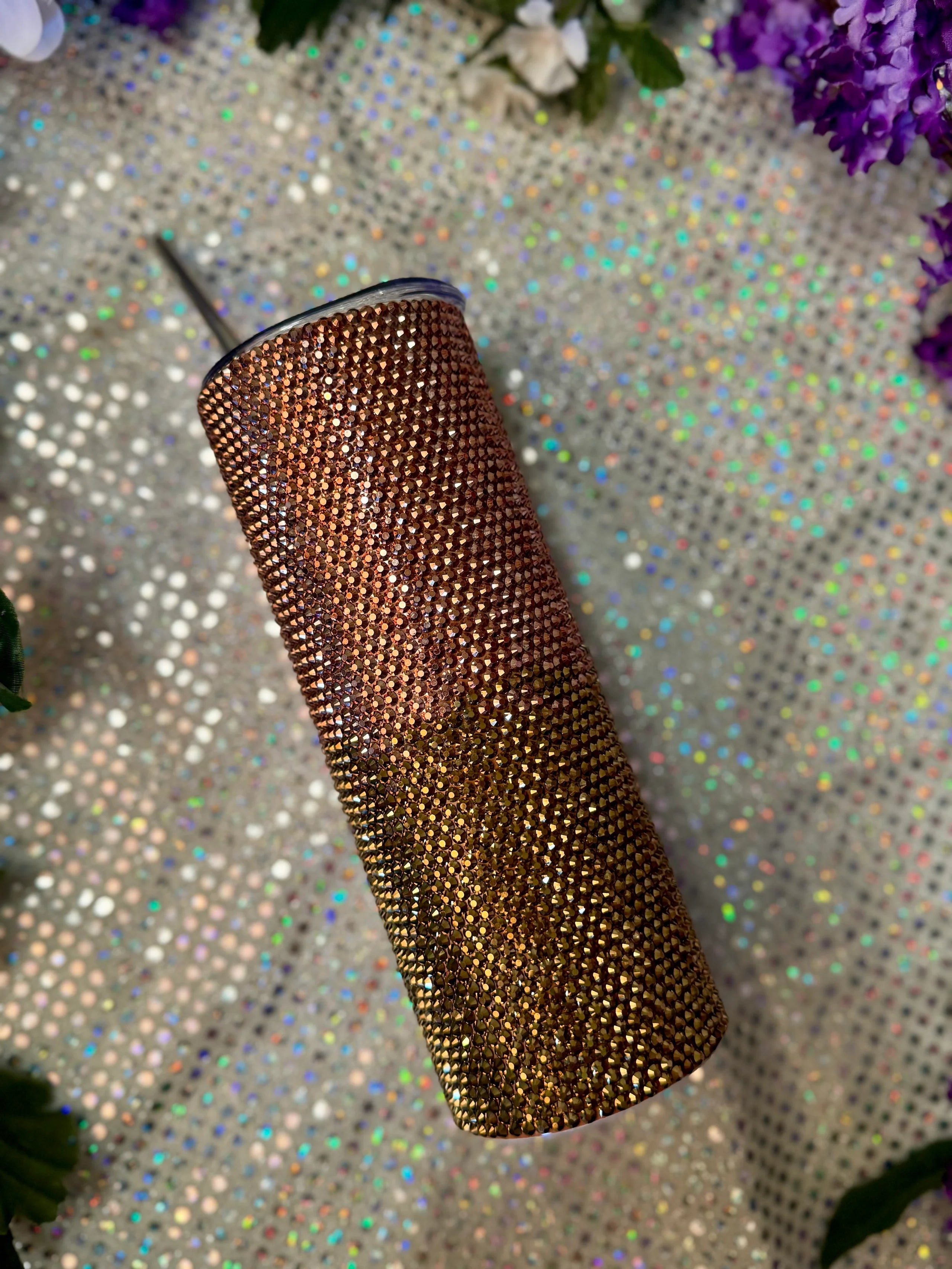 Gold “EILISH” 20oz rhinestone tumbler