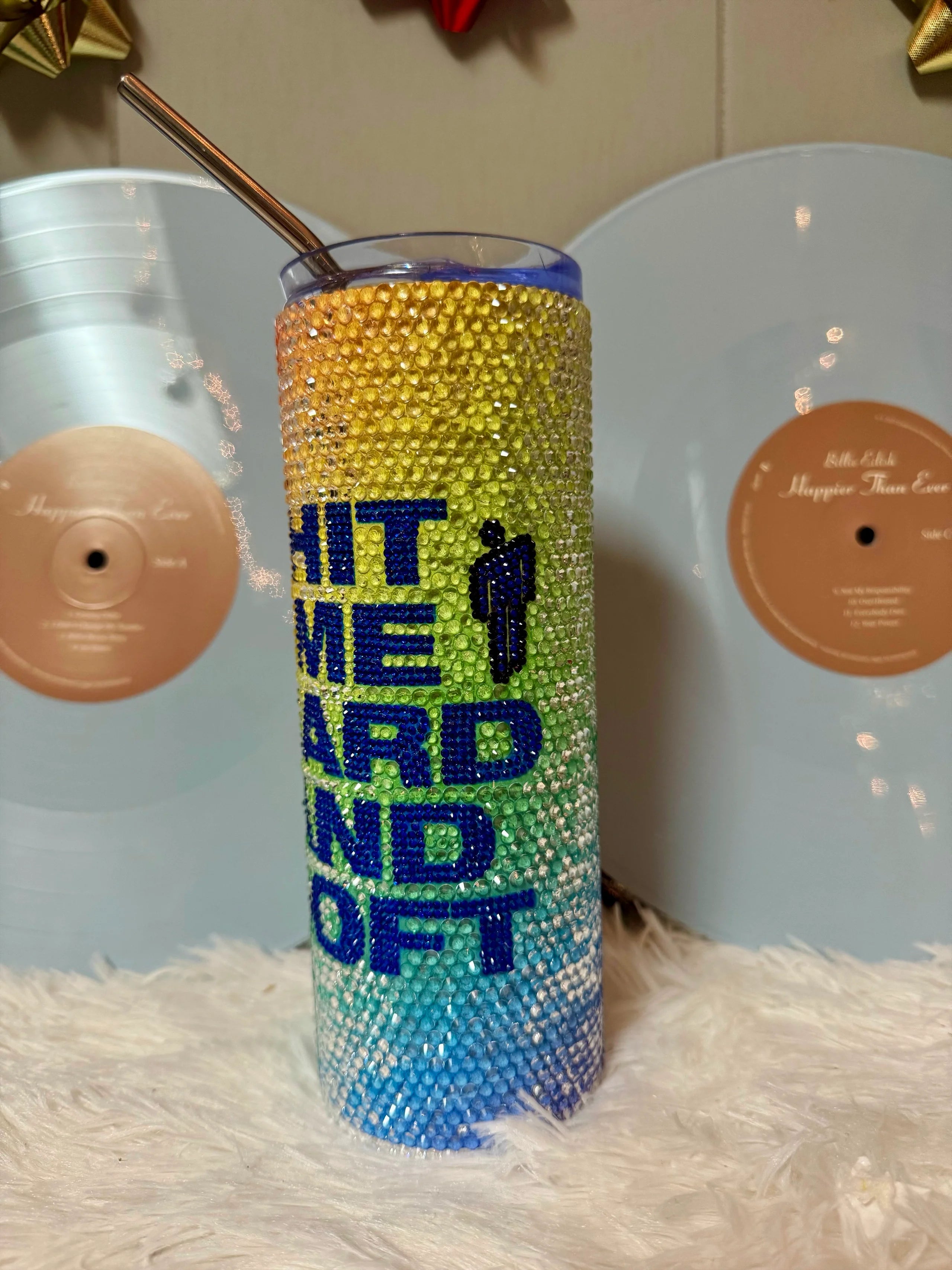 Rainbow Hard and Soft 20oz rhinestone tumbler